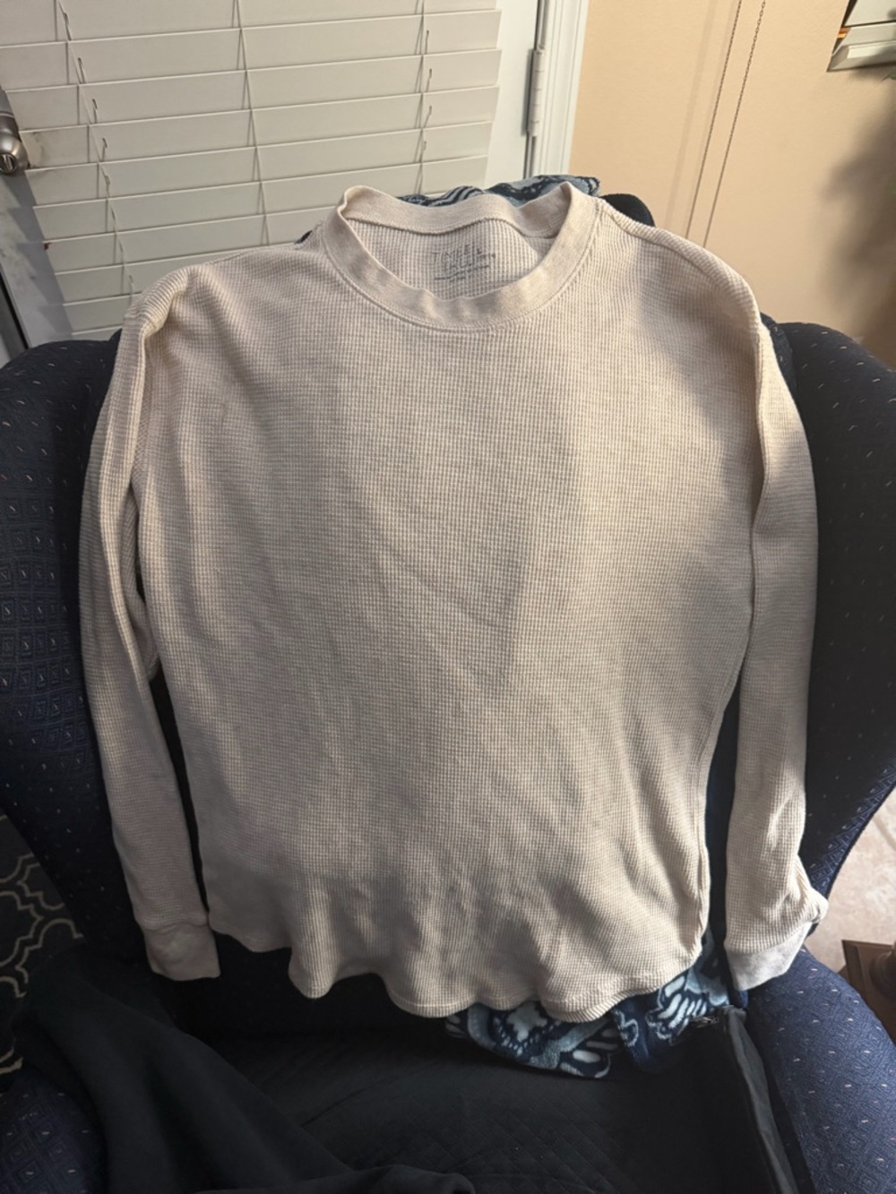 Time and Tru Men's Crewneck Thermal Sweater - Cream